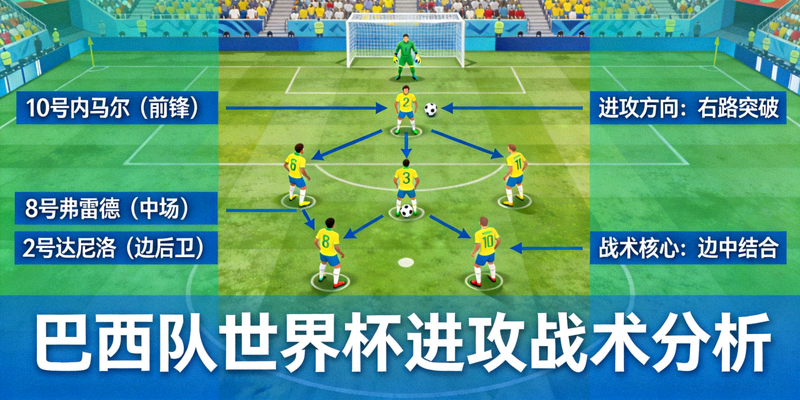 巴西足球队在世界杯赛场上组织进攻的战术分析图示